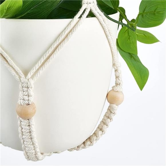 Fake Hanging Plant with Pot, Artificial Plants for Home Decor Indoor Macrame - Picture 6 of 7